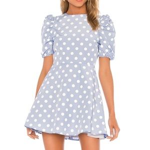 Cordella Mini Dress in baby blue dot